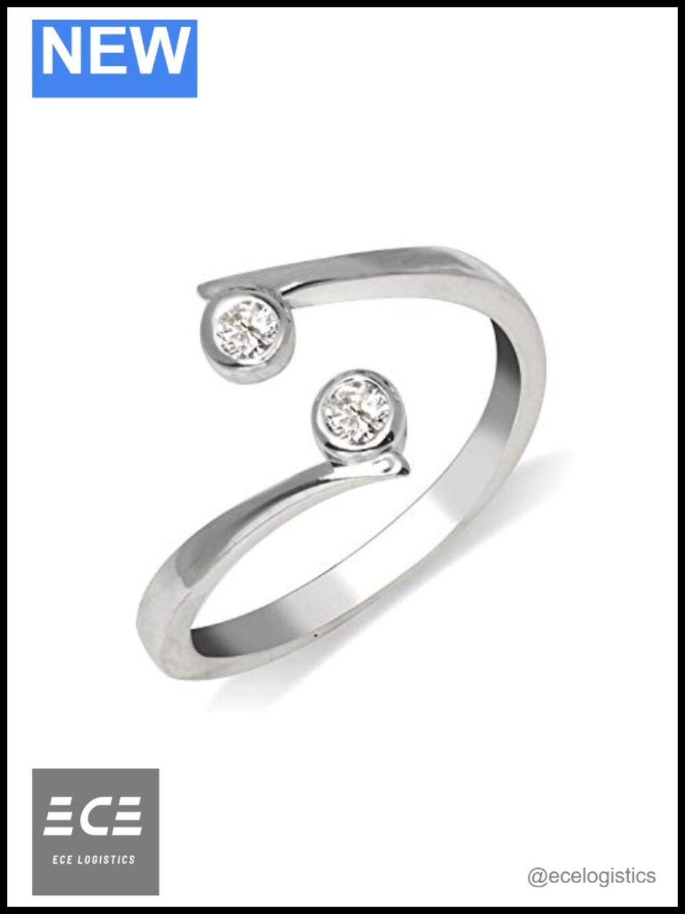 Sterling Silver Adjustable Bezel-set Cubic Zirconia Toe Ring